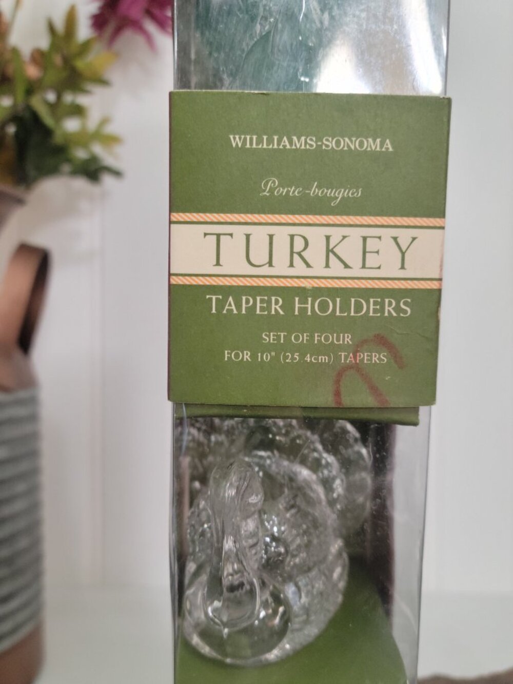 Williams Sonoma Glass Turkey SM Taper Candle Holders Fall Harvest -Set of 4 - Picture 13 of 16